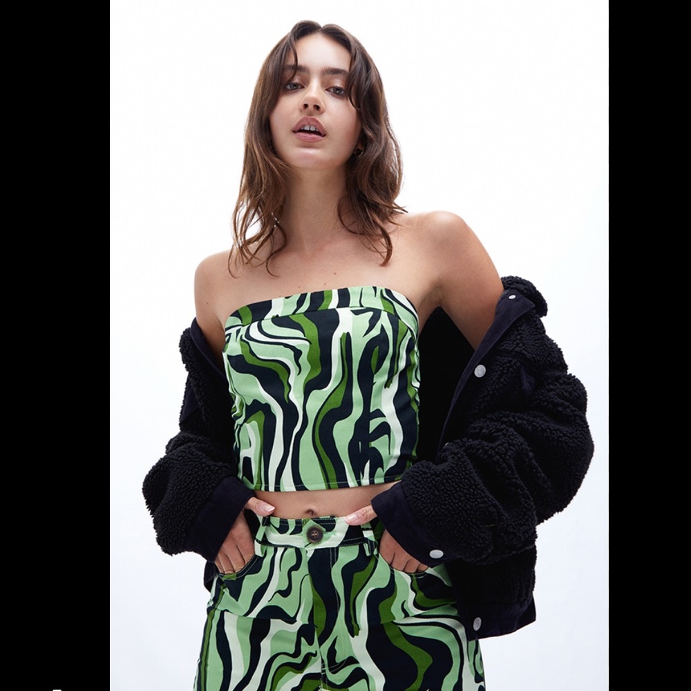 Another Girl Swirl Print Tube Top, zip back closure, PacSun, Urban Outfitters